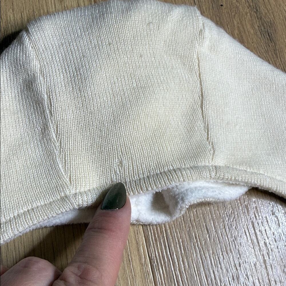 Jacadi Ivory Knit Fleece Lined Baby Bonnet - Picture 5 of 5